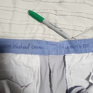 Talbots White and Blue Chino Pants